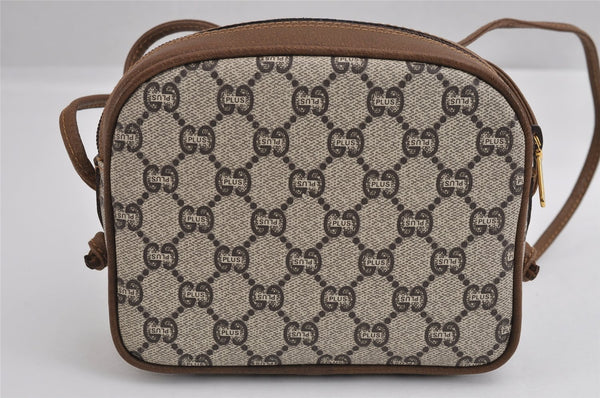 Authentic GUCCI GG Plus Shoulder Cross Body Bag Purse PVC Leather Brown 2549J