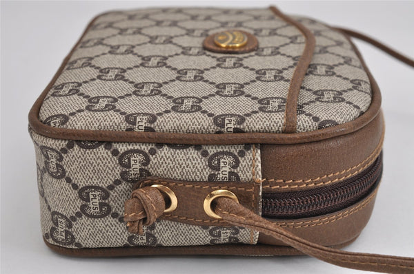 Authentic GUCCI GG Plus Shoulder Cross Body Bag Purse PVC Leather Brown 2549J