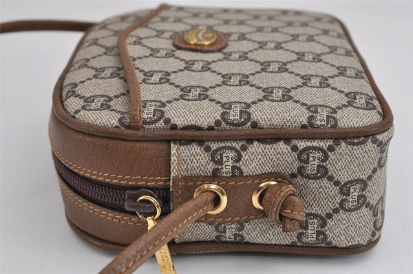 Authentic GUCCI GG Plus Shoulder Cross Body Bag Purse PVC Leather Brown 2549J