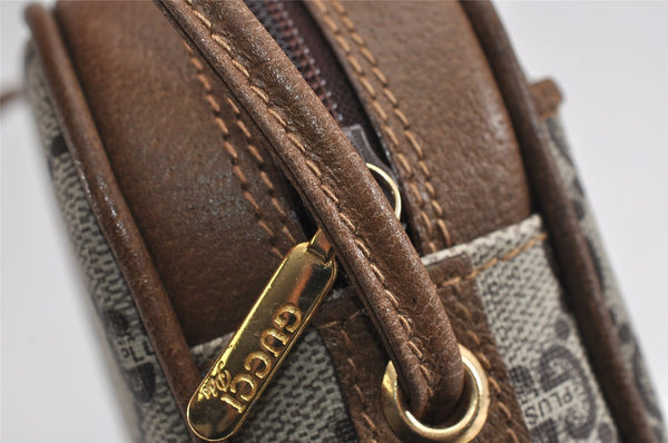 Authentic GUCCI GG Plus Shoulder Cross Body Bag Purse PVC Leather Brown 2549J
