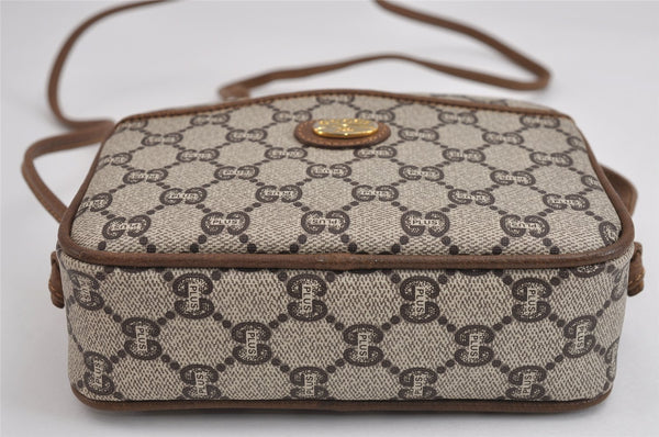 Authentic GUCCI GG Plus Shoulder Cross Body Bag Purse PVC Leather Brown 2549J