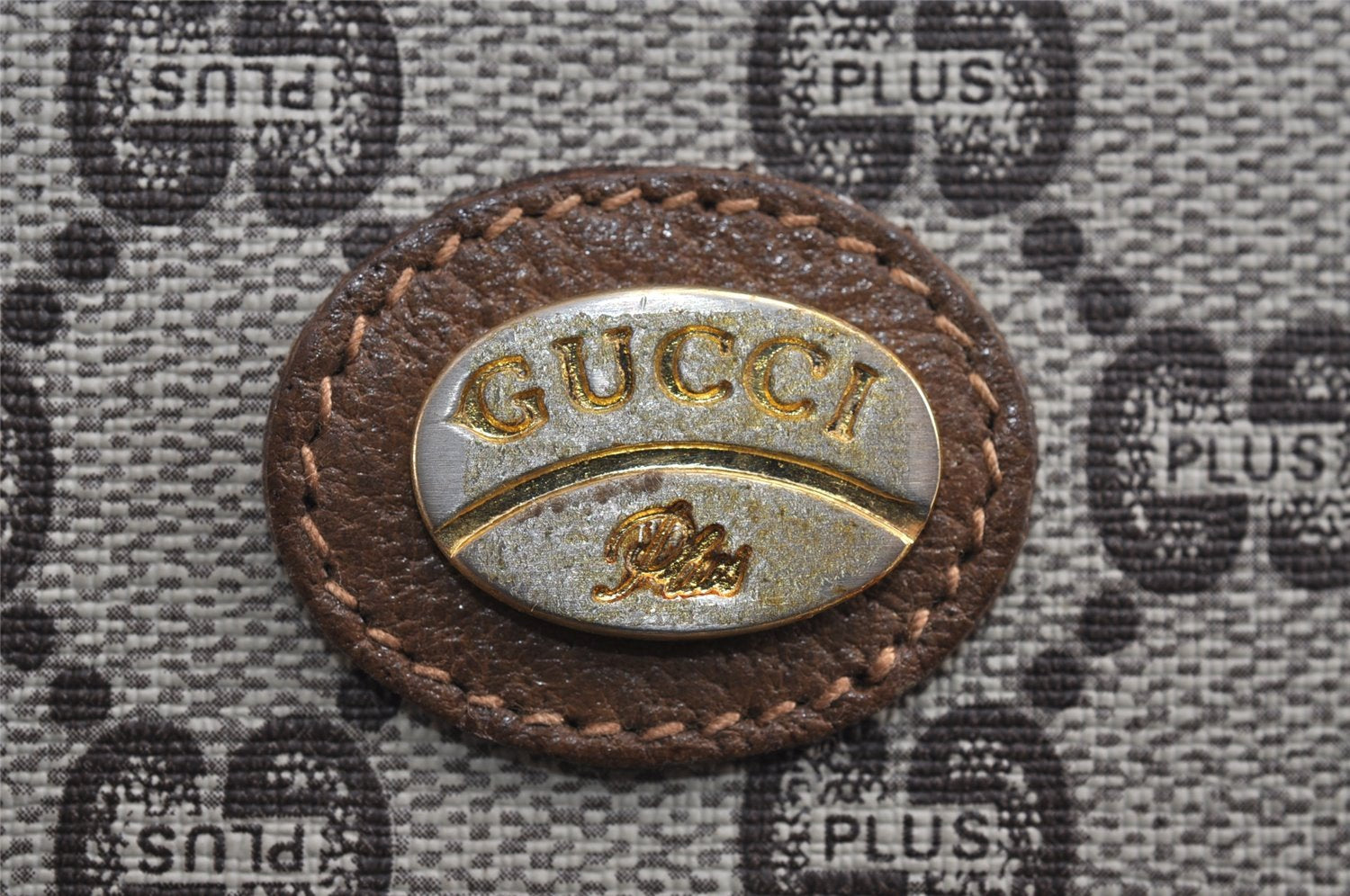Authentic GUCCI GG Plus Shoulder Cross Body Bag Purse PVC Leather Brown 2549J