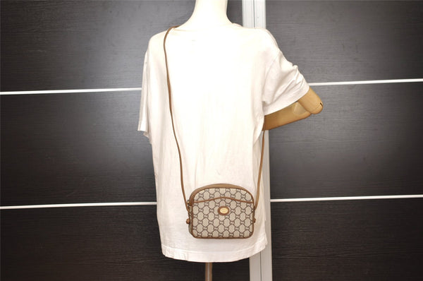 Authentic GUCCI GG Plus Shoulder Cross Body Bag Purse PVC Leather Brown 2549J