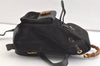 Authentic GUCCI Bamboo Drawstring Backpack Purse Suede Leather Black 2554K