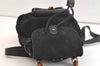 Authentic GUCCI Bamboo Drawstring Backpack Purse Suede Leather Black 2554K