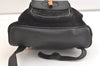 Authentic GUCCI Bamboo Drawstring Backpack Purse Suede Leather Black 2554K