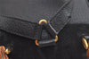 Authentic GUCCI Bamboo Drawstring Backpack Purse Suede Leather Black 2554K