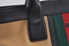 Authentic GUCCI Web Sherry Line Shoulder Tote Bag Canvas Leather Beige 2555J