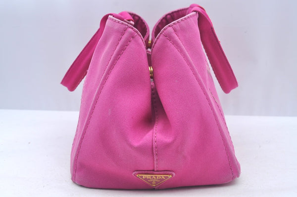 Authentic PRADA Vintage Canapa M Denim Tote Hand Bag Pink 2555K