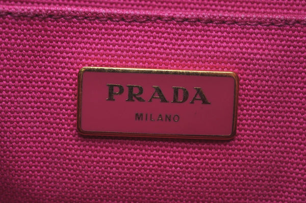 Authentic PRADA Vintage Canapa M Denim Tote Hand Bag Pink 2555K