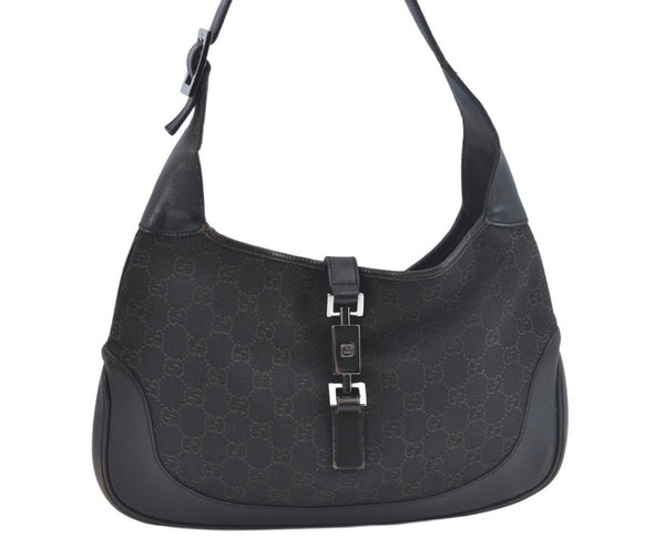 Authentic GUCCI Jackie Shoulder Hand Bag GG Canvas Leather 00963 Brown 2556J