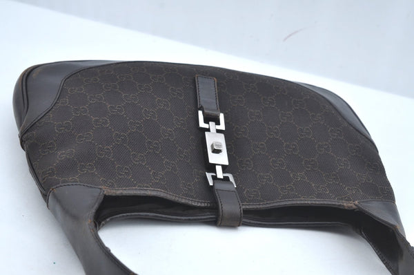 Authentic GUCCI Jackie Shoulder Hand Bag GG Canvas Leather 00963 Brown 2556J