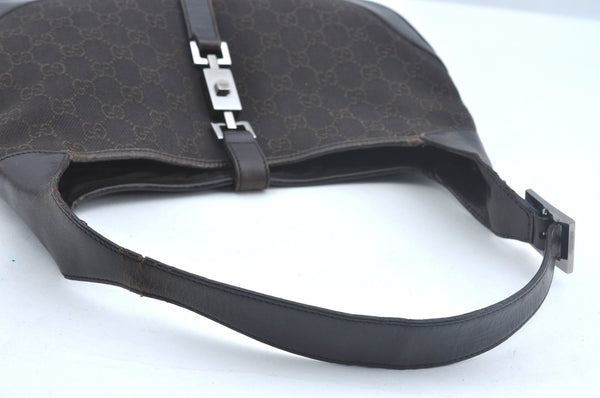 Authentic GUCCI Jackie Shoulder Hand Bag GG Canvas Leather 00963 Brown 2556J