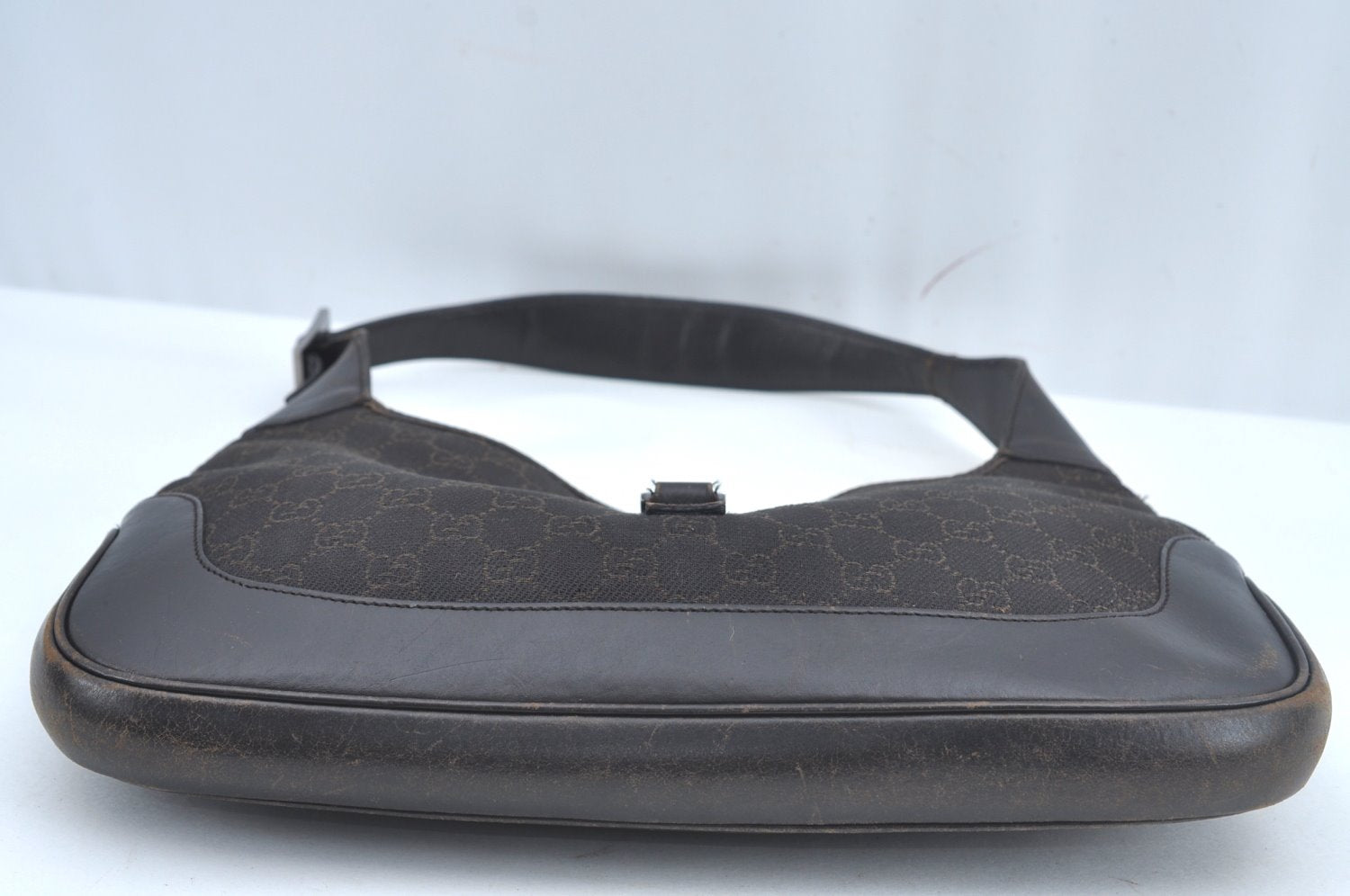 Authentic GUCCI Jackie Shoulder Hand Bag GG Canvas Leather 00963 Brown 2556J