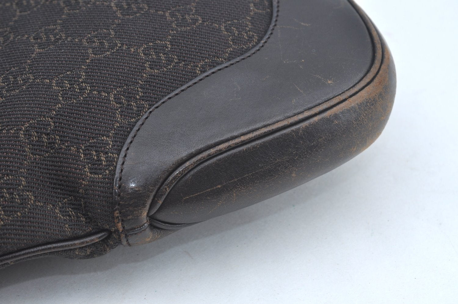 Authentic GUCCI Jackie Shoulder Hand Bag GG Canvas Leather 00963 Brown 2556J