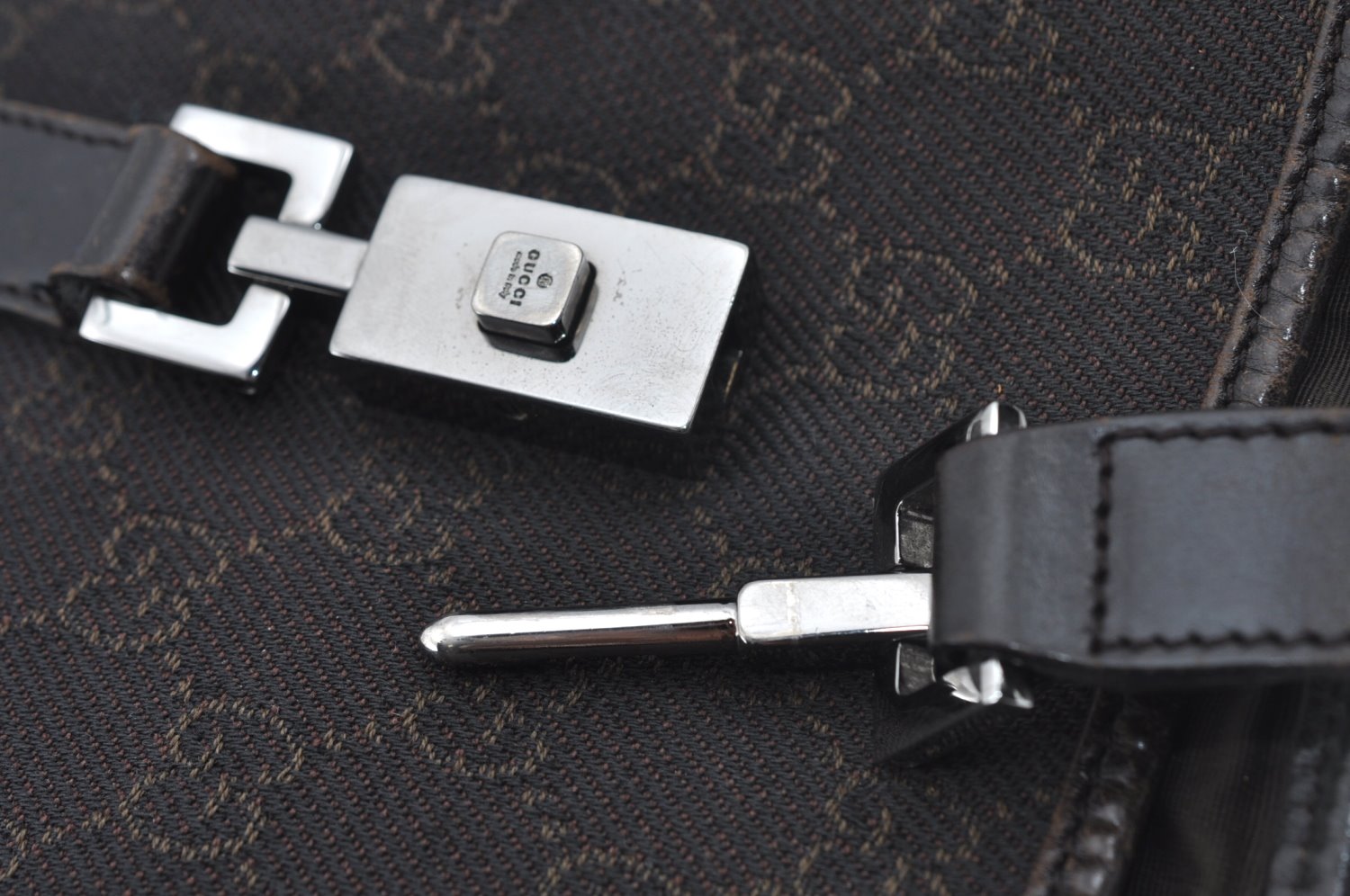 Authentic GUCCI Jackie Shoulder Hand Bag GG Canvas Leather 00963 Brown 2556J