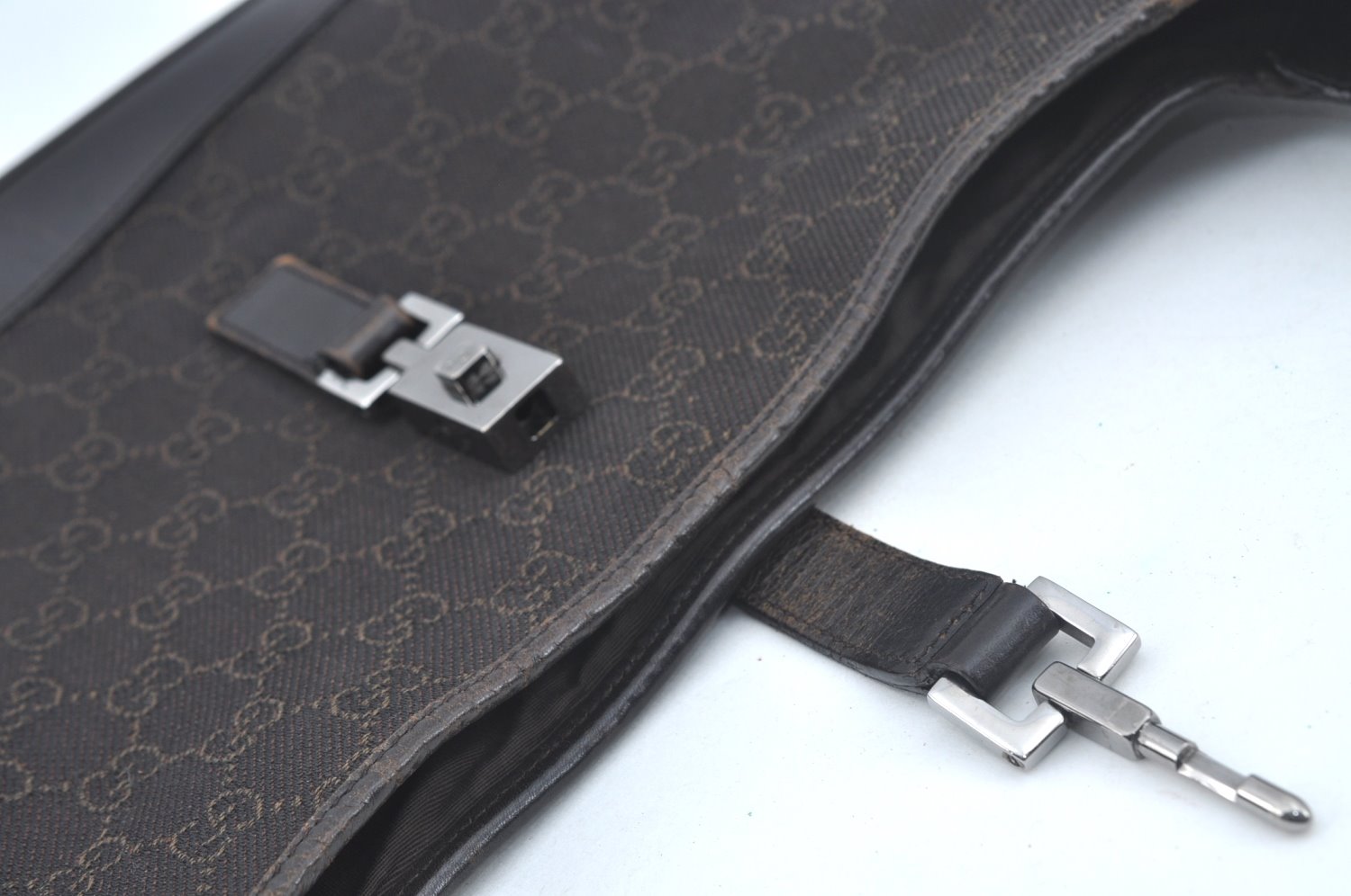 Authentic GUCCI Jackie Shoulder Hand Bag GG Canvas Leather 00963 Brown 2556J