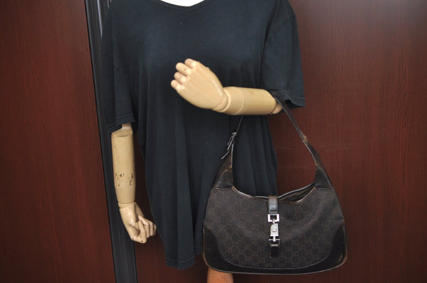 Authentic GUCCI Jackie Shoulder Hand Bag GG Canvas Leather 00963 Brown 2556J