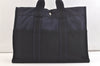 Authentic HERMES Vintage Fourre Tout MM Hand Tote Bag Canvas Navy 2556K