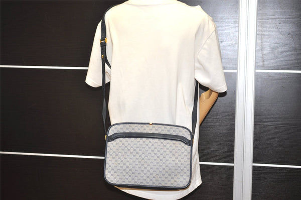 Authentic GUCCI Micro GG PVC Leather Shoulder Cross Body Bag Purse Navy 2557I