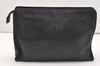 Authentic CELINE Vintage Clutch Hand Bag Purse Leather Black 2557J