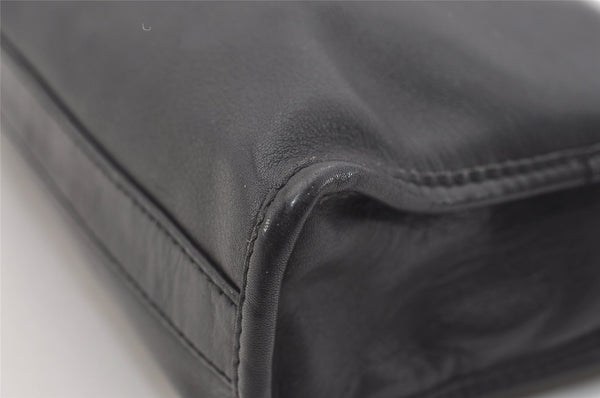 Authentic CELINE Vintage Clutch Hand Bag Purse Leather Black 2557J