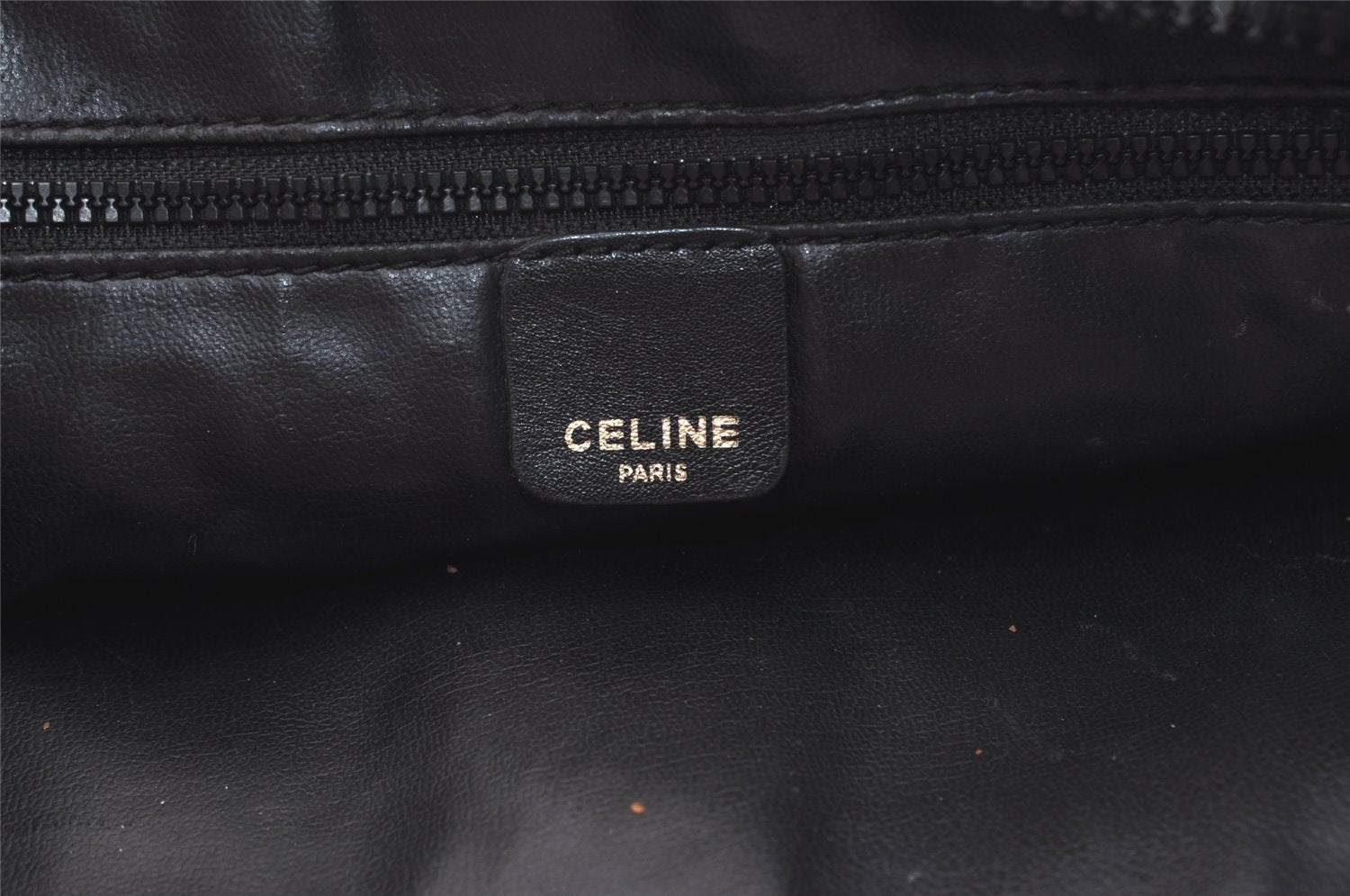 Authentic CELINE Vintage Clutch Hand Bag Purse Leather Black 2557J