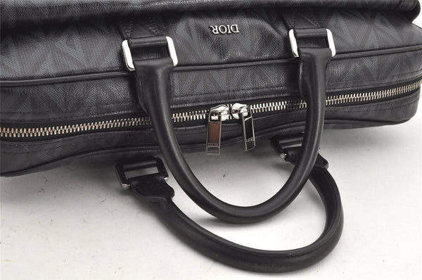 Authentic Christian Dior Hit The Road 2Way Briefcase PVC Leather Black 2557K