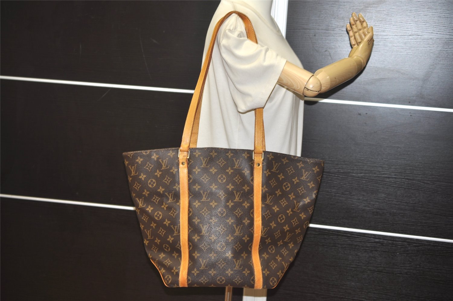 Authentic Louis Vuitton Monogram Sac Shopping PM Tote Bag M51108 LV Junk 2558K