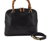 Authentic GUCCI Bamboo 2way Hand Shoulder Cross Body Bag Leather Black 2560J