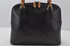 Authentic GUCCI Bamboo 2way Hand Shoulder Cross Body Bag Leather Black 2560J