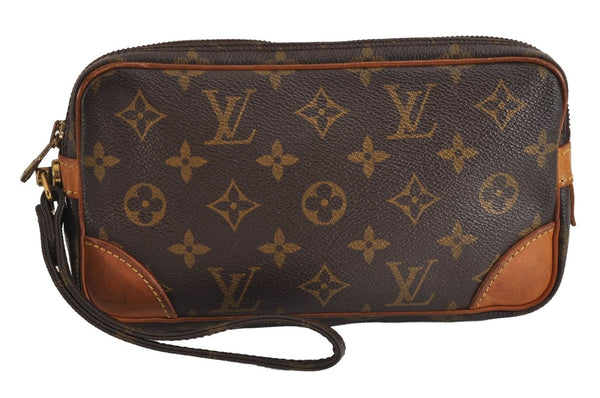Authentic Louis Vuitton Monogram Marly Dragonne PM M51827 Clutch Hand Bag 2561J