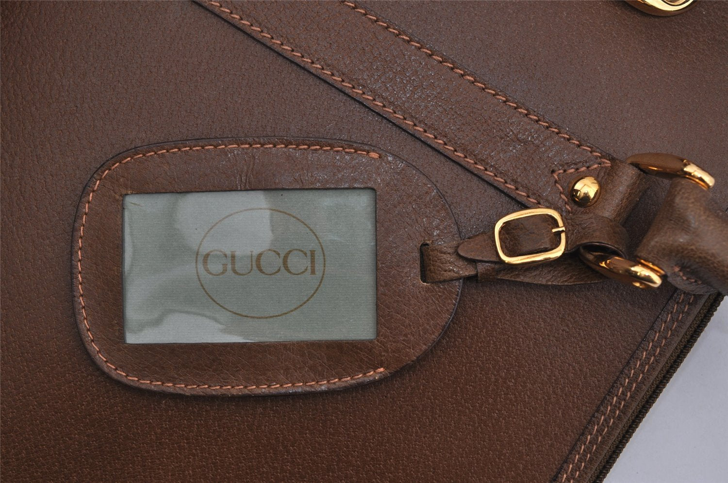 Authentic GUCCI Vintage Travel Boston Bag Leather Brown Junk 2562I