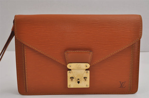 Authentic Louis Vuitton Epi Sellier Dragonne Clutch Bag Brown M52618 LV 2562J
