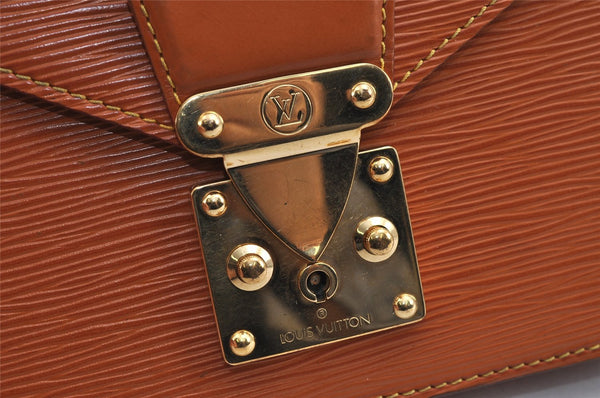 Authentic Louis Vuitton Epi Sellier Dragonne Clutch Bag Brown M52618 LV 2562J