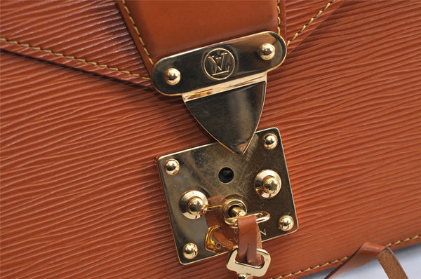 Authentic Louis Vuitton Epi Sellier Dragonne Clutch Bag Brown M52618 LV 2562J