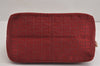 Authentic FENDI Zucchino Mamma Baguette Shoulder Bag Canvas Leather Red 2563J