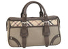 Authentic BURBERRY Vintage Nova Check Nylon Leather Hand Bag Khaki Green 2564K