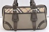 Authentic BURBERRY Vintage Nova Check Nylon Leather Hand Bag Khaki Green 2564K