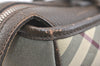 Authentic BURBERRY Vintage Nova Check Nylon Leather Hand Bag Khaki Green 2564K