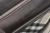 Authentic BURBERRY Vintage Nova Check Nylon Leather Hand Bag Khaki Green 2564K