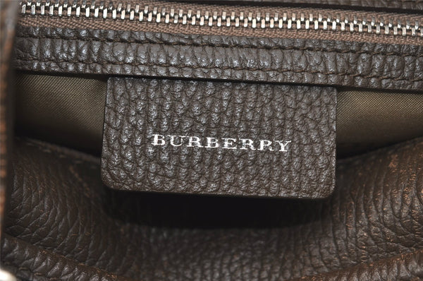 Authentic BURBERRY Vintage Nova Check Nylon Leather Hand Bag Khaki Green 2564K