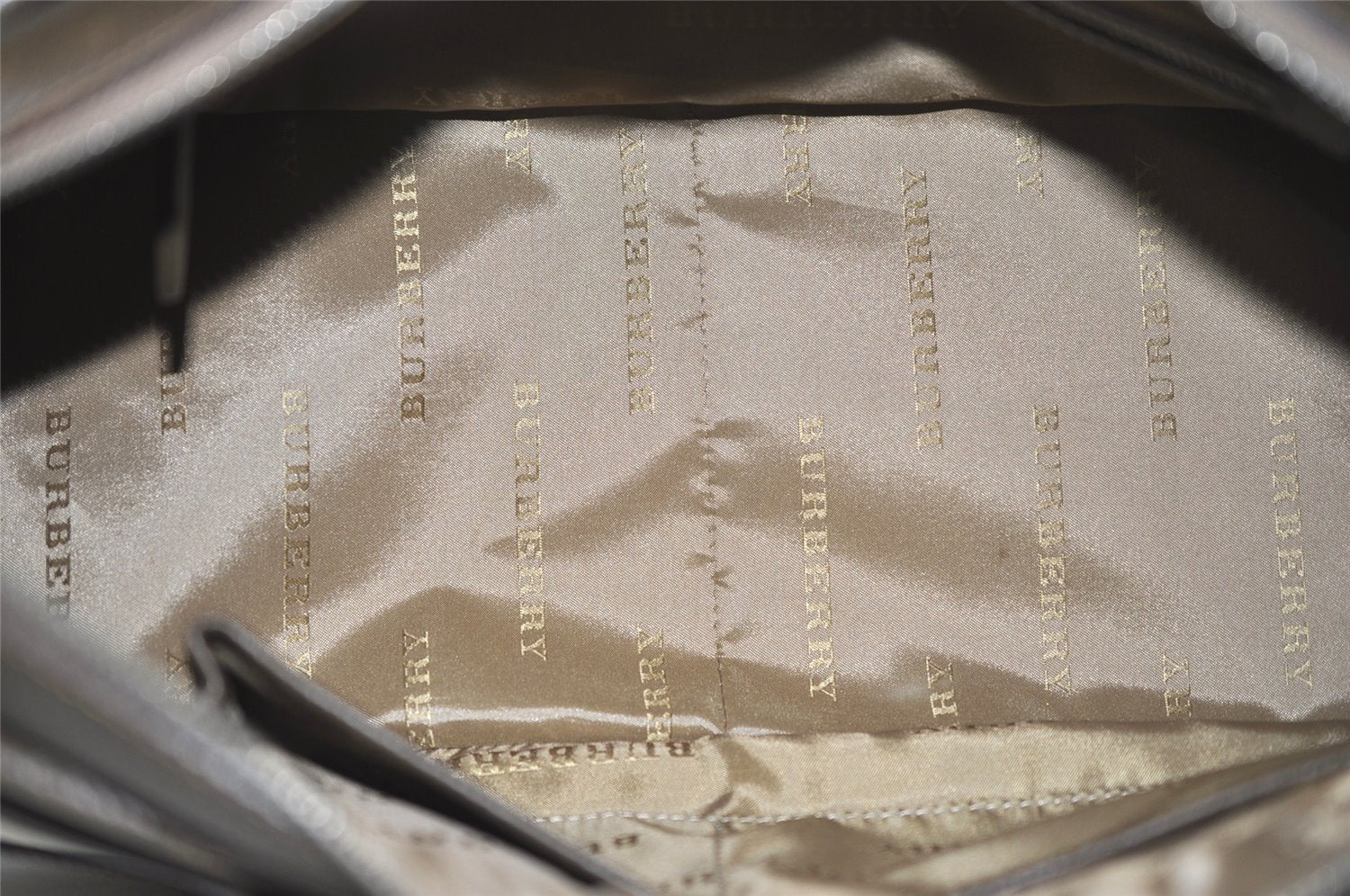 Authentic BURBERRY Vintage Nova Check Nylon Leather Hand Bag Khaki Green 2564K