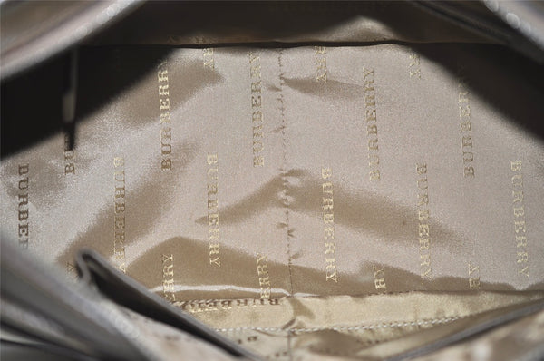 Authentic BURBERRY Vintage Nova Check Nylon Leather Hand Bag Khaki Green 2564K