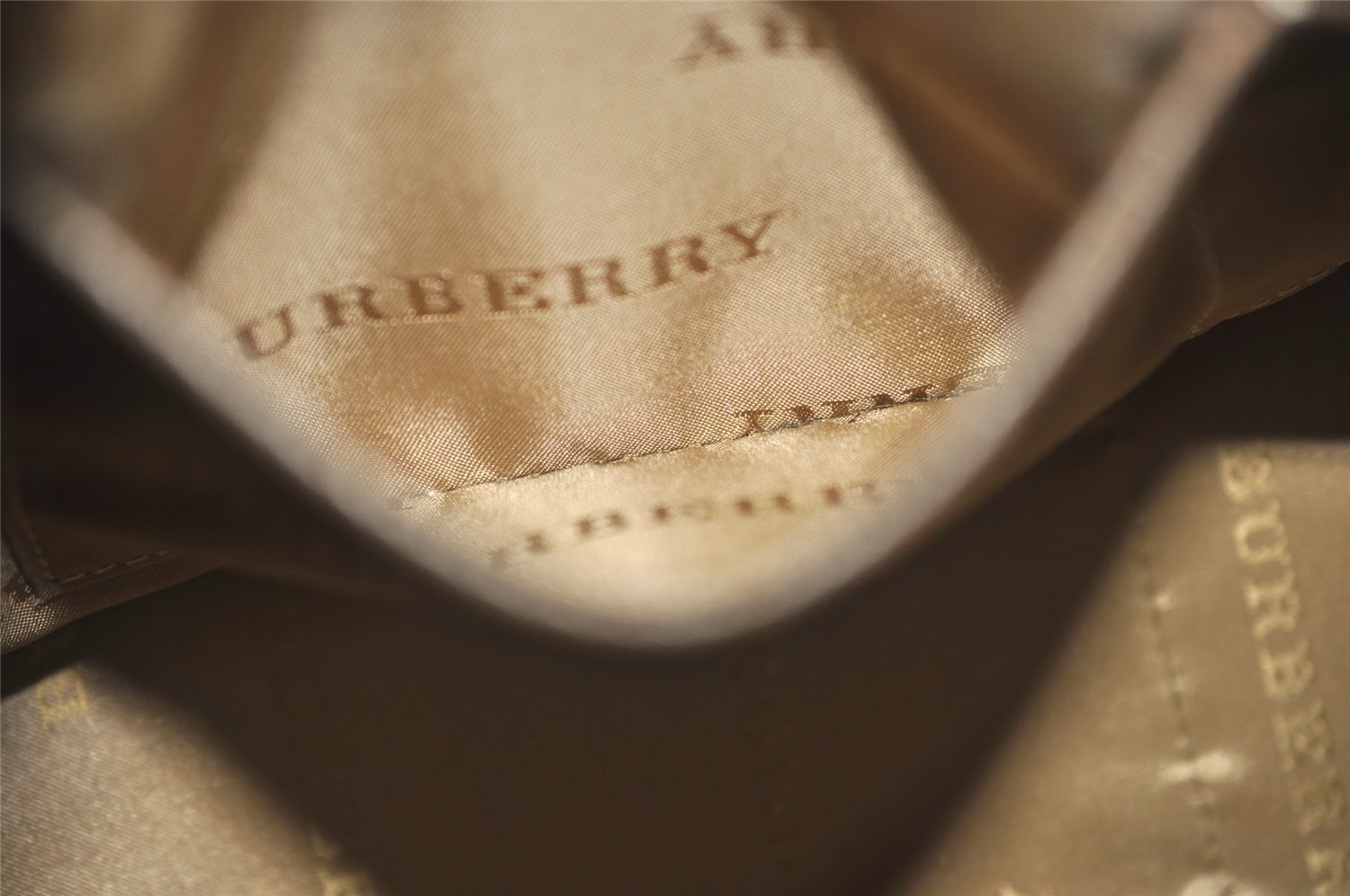 Authentic BURBERRY Vintage Nova Check Nylon Leather Hand Bag Khaki Green 2564K