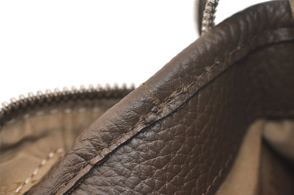 Authentic BURBERRY Vintage Nova Check Nylon Leather Hand Bag Khaki Green 2564K