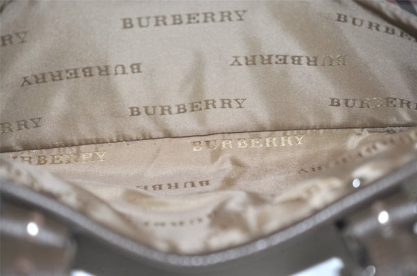 Authentic BURBERRY Vintage Nova Check Nylon Leather Hand Bag Khaki Green 2564K