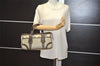 Authentic BURBERRY Vintage Nova Check Nylon Leather Hand Bag Khaki Green 2564K