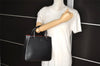 Authentic GUCCI Bamboo Vintage Hand Bag Purse Leather 0021061 Black 2568I