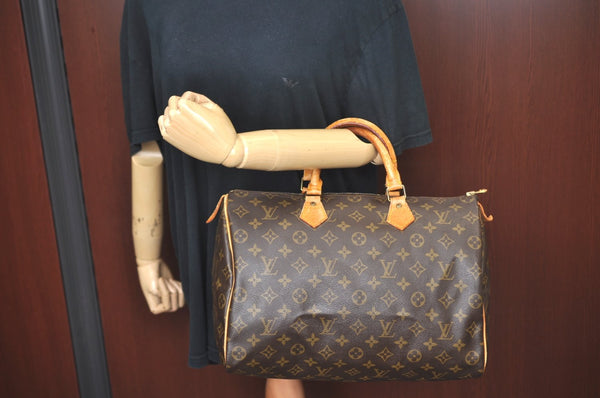 Authentic Louis Vuitton Monogram Speedy 35 Hand Boston Bag M41524 LV 2569K